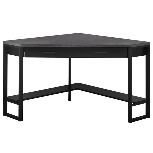 COMPUTER DESK - 42"L / BLACK / GREY TOP CORNER / BLACK