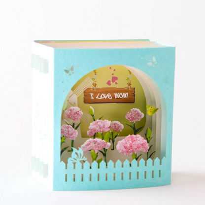 Mother Day Card - 3D Pop Up Blue Box  Greeting Card