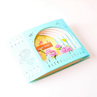 Mother Day Card - 3D Pop Up Blue Box  Greeting Card