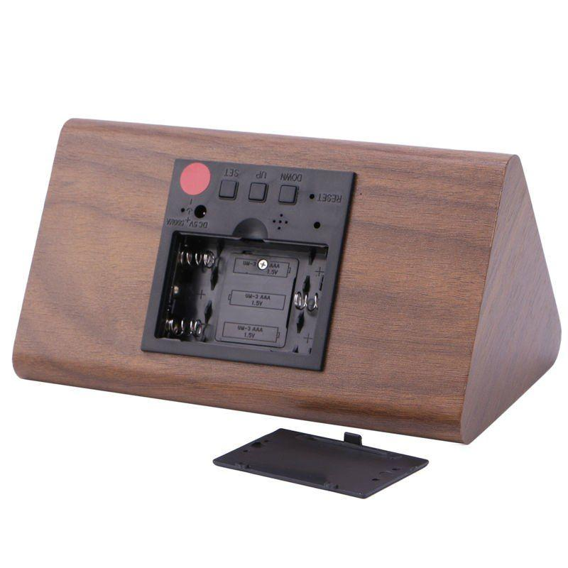 Digital Display Wooden  Desk Clock Cream