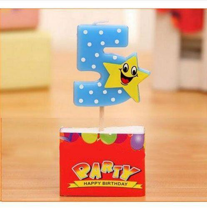 Birthday Candle Numbers - Happy Star Birthday Toppers Candles