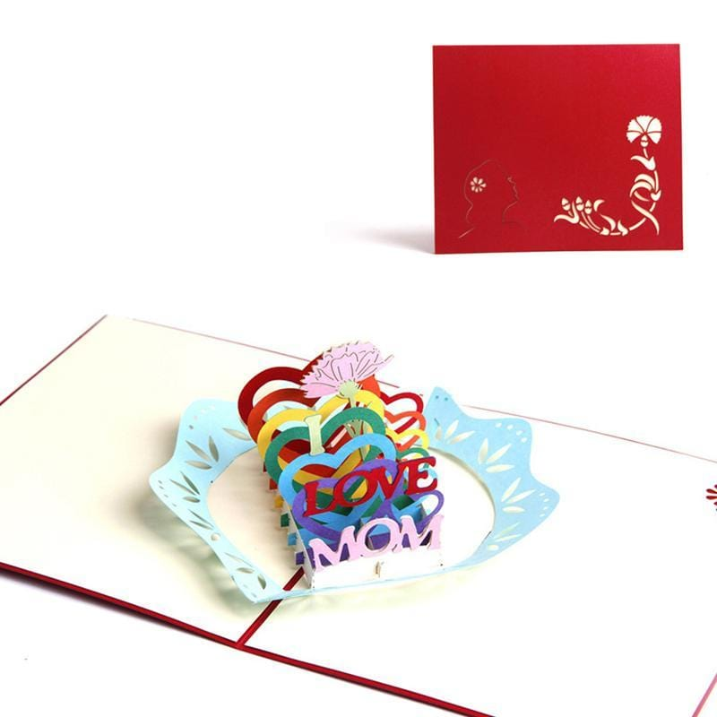 Handmade 3D Pop Up I Love Mum Greeting Card