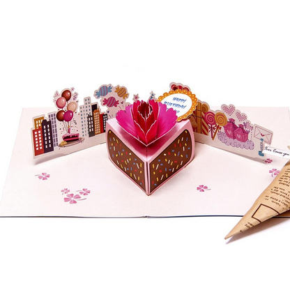 Colourful Cake 3D Pop up Birthday Greeting Card