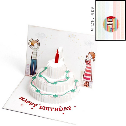 Colorful Cake Candle 3D Pop up Birthday Greeting Card