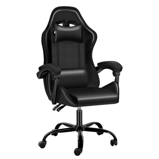 YSSOA Racing Video Backrest and Seat Height Recliner Gaming Office High Back Computer Ergonomic Adjustable Swivel Chair, Without footrest, Black