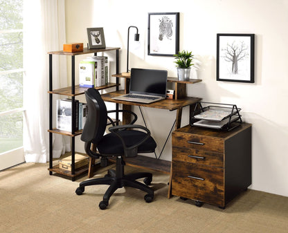 ACME Nypho Writing Desk, Weathered Oak & Black Finish 92730