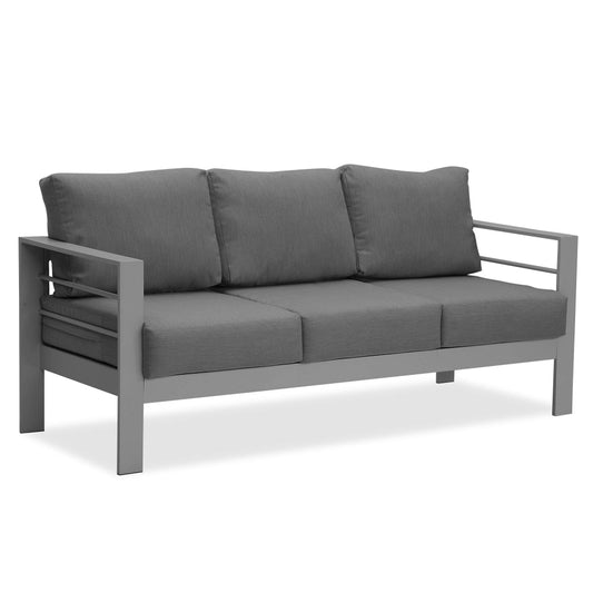 Grey Triple Small Couches Comfy Sofa Patio Furniture Witn Aluminum Frame Outdoor