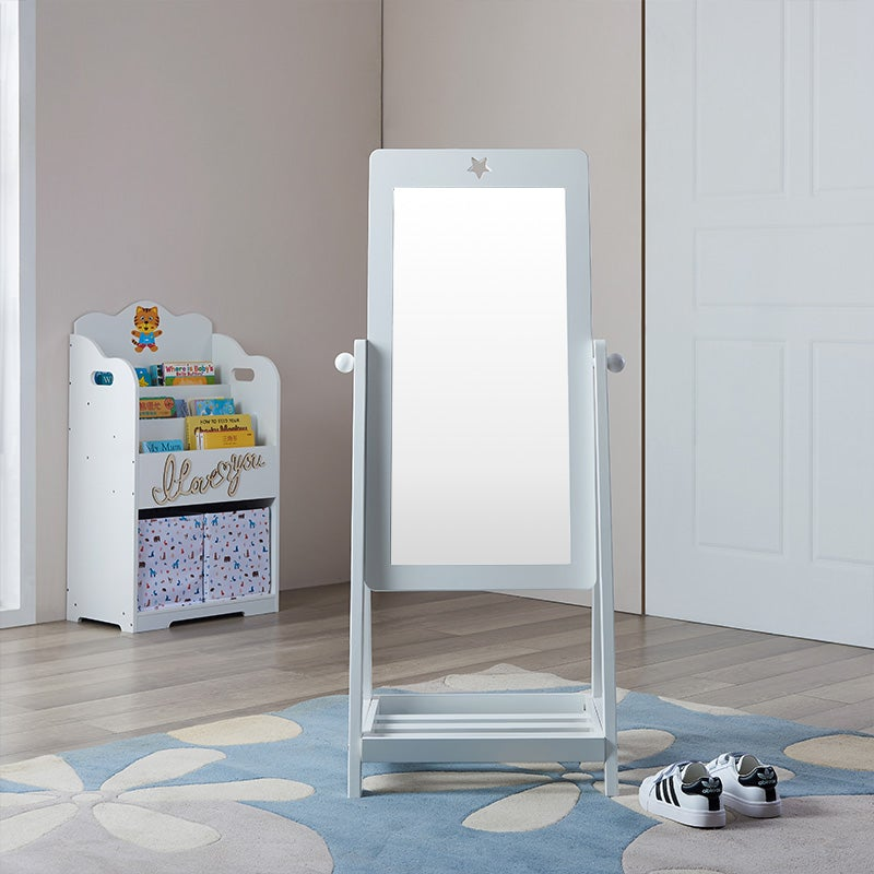 White large standing mirror with storage | Kids Funnel