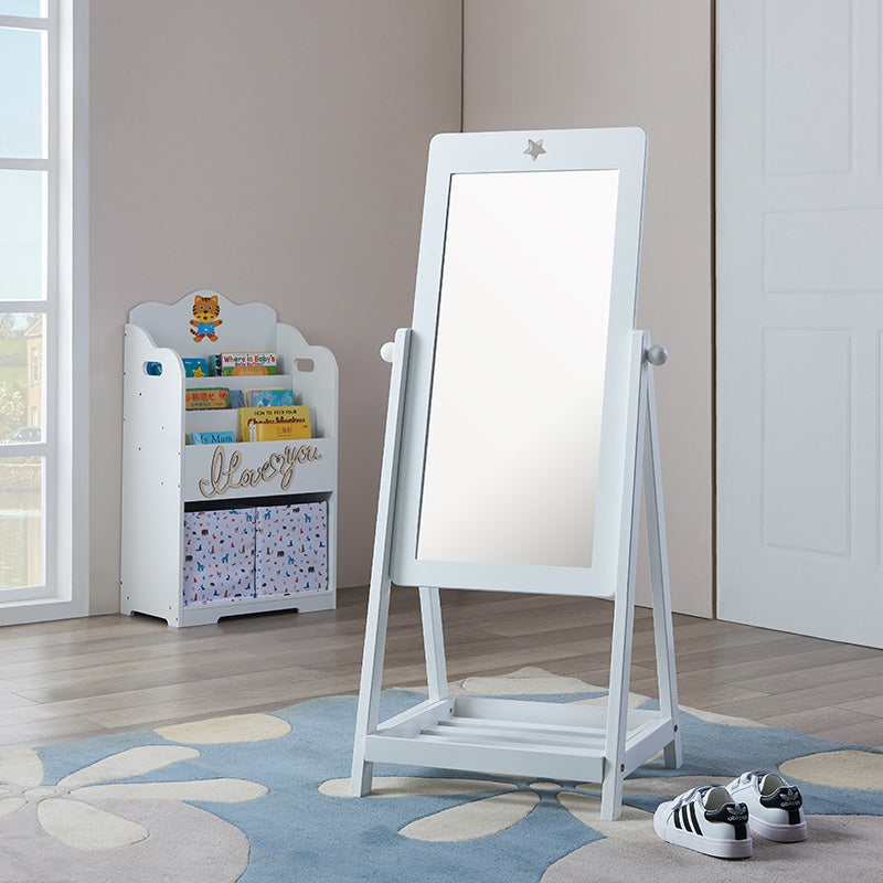 White large standing mirror with storage | Kids Funnel