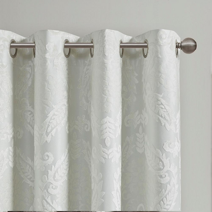 100% Polyester Knitted Jacquard Paisley Total Blackout Grommet Top Curtain Panel, SS40-0197