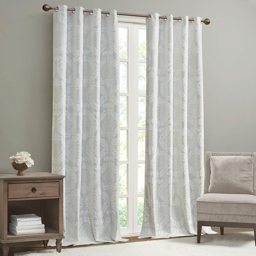 100% Polyester Knitted Jacquard Paisley Total Blackout Grommet Top Curtain Panel, SS40-0197