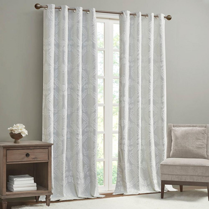 100% Polyester Knitted Jacquard Paisley Total Blackout Grommet Top Curtain Panel, SS40-0197