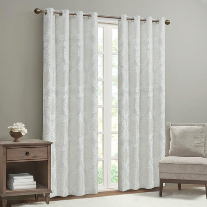 100% Polyester Knitted Jacquard Paisley Total Blackout Grommet Top Curtain Panel, SS40-0197