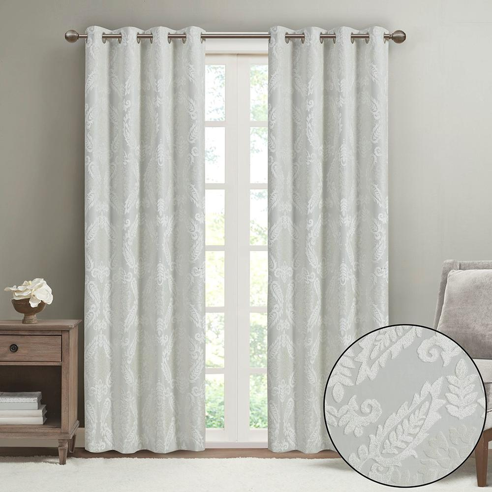 100% Polyester Knitted Jacquard Paisley Total Blackout Grommet Top Curtain Panel, SS40-0197