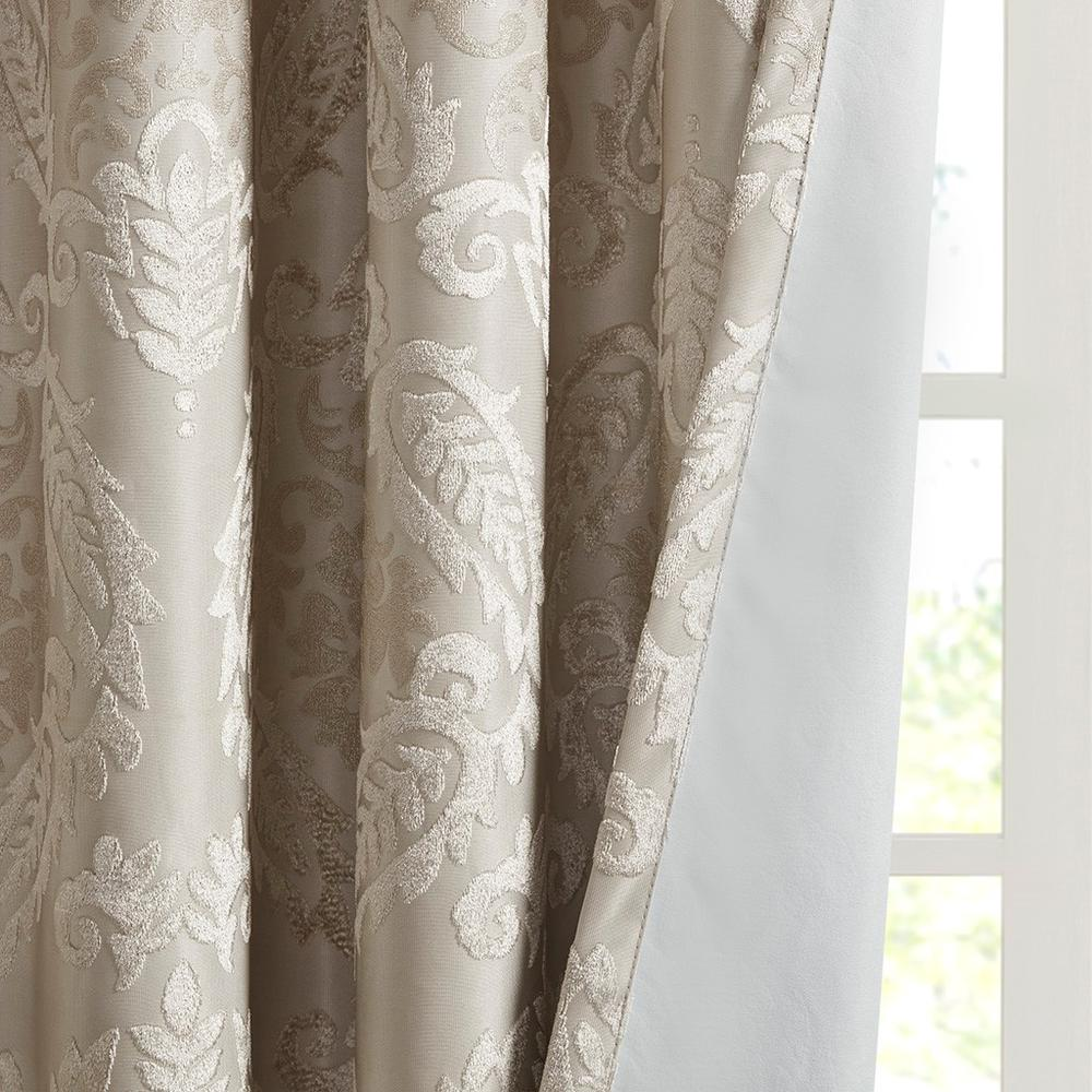 100% Polyester Knitted Jacquard Paisley Total Blackout Grommet Top Curtain Panel, SS40-0197