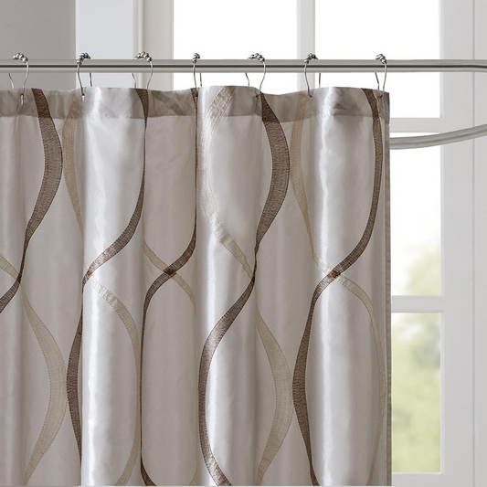 100% Polyester Taffeta Embroidered Shower Curtain,MP70-1915