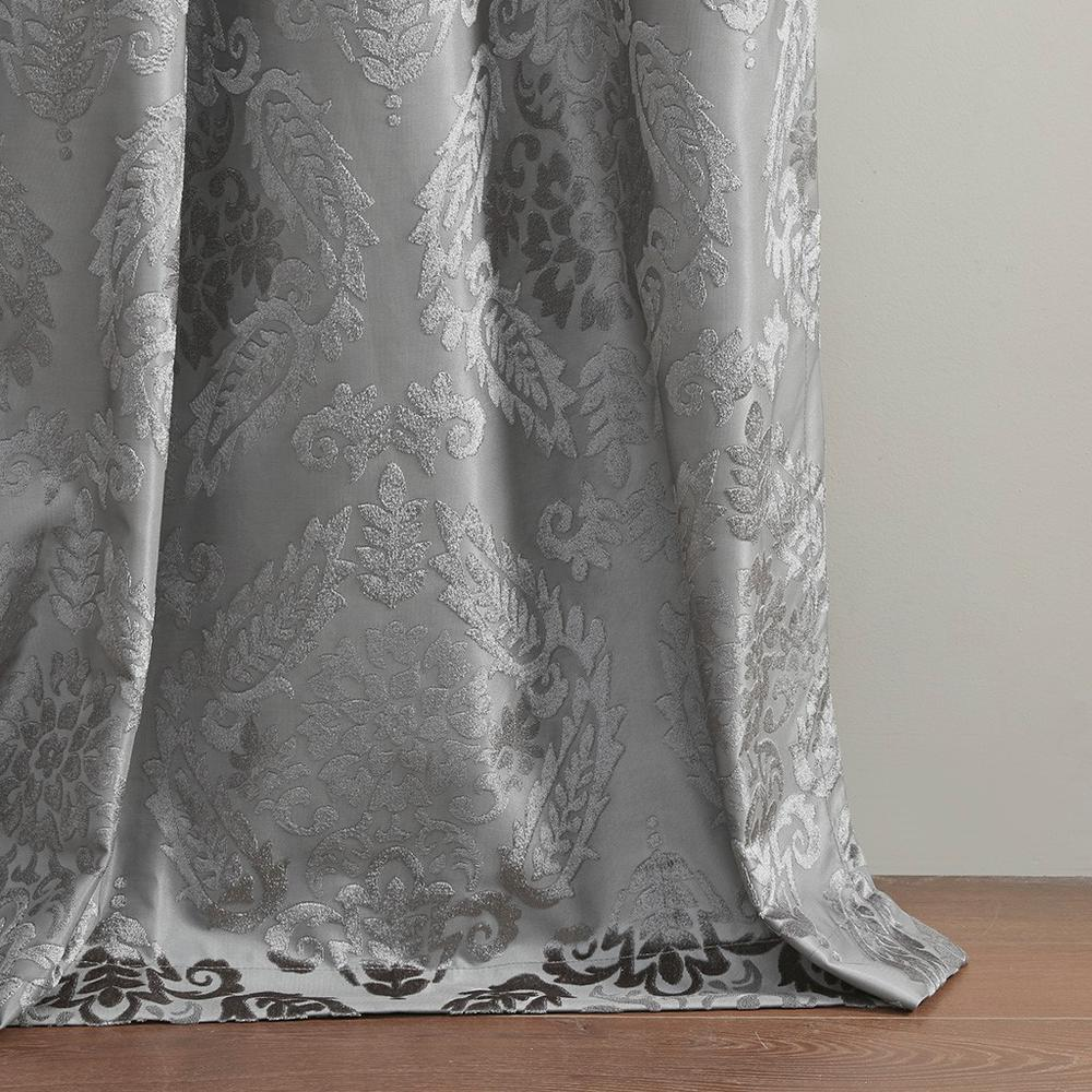 100% Polyester Knitted Jacquard Paisley Total Blackout Grommet Top Curtain Panel, SS40-0197