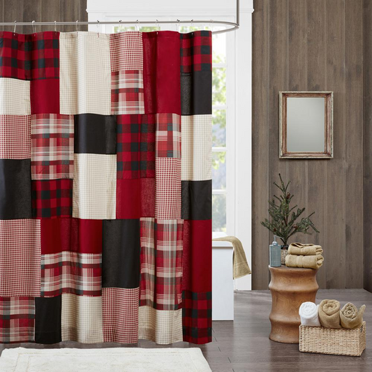 Woolrich Sunset Collection 100% Cotton Printed Pieced Lined Shower Curtain