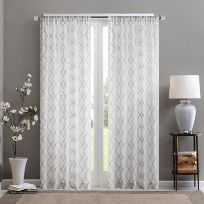 Madison Park's Irina Embroidered Diamond Sheer Window Panel