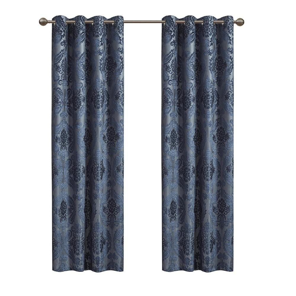 100% Polyester Knitted Jacquard Paisley Total Blackout Grommet Top Curtain Panel, SS40-0197