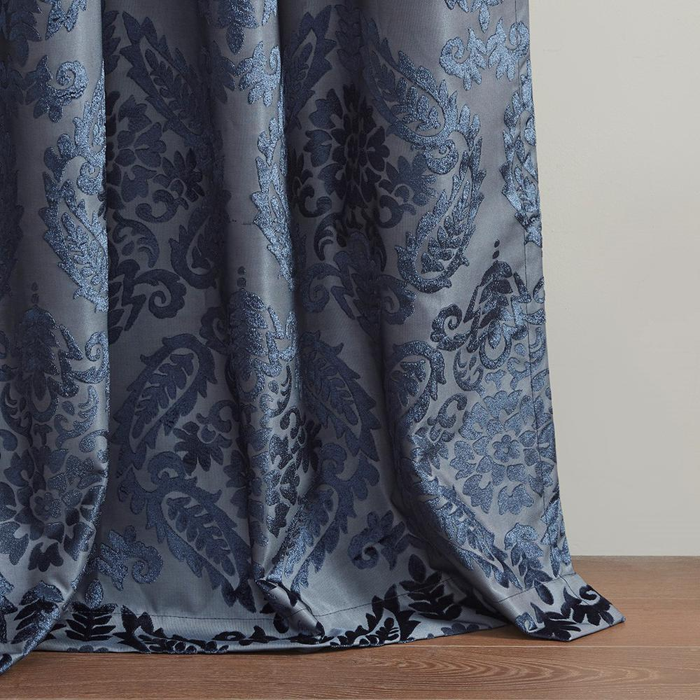 100% Polyester Knitted Jacquard Paisley Total Blackout Grommet Top Curtain Panel, SS40-0197