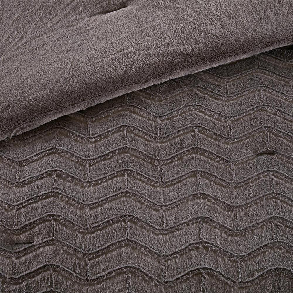 100% Polyester Chevron Brushed Long Fur Comforter Mini Set,BASI10-0460