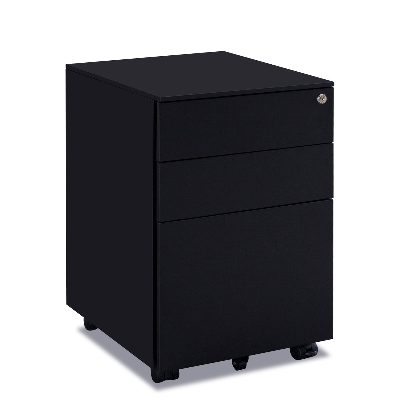 3 Drawer Mobile File Cabinet with Lock Steel File Cabinet for Legal/Letter/A4/F4 Size, Fully Assembled Include Wheels, Home/ Office Design