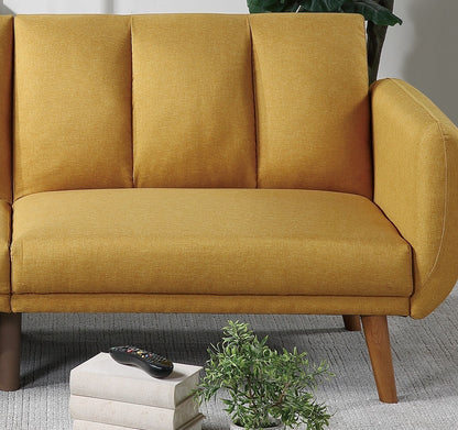 Elegant Modern Sofa Mustard Color Polyfiber 1pc Sofa Convertible Bed Wooden Legs Living Room Lounge Guest Furniture