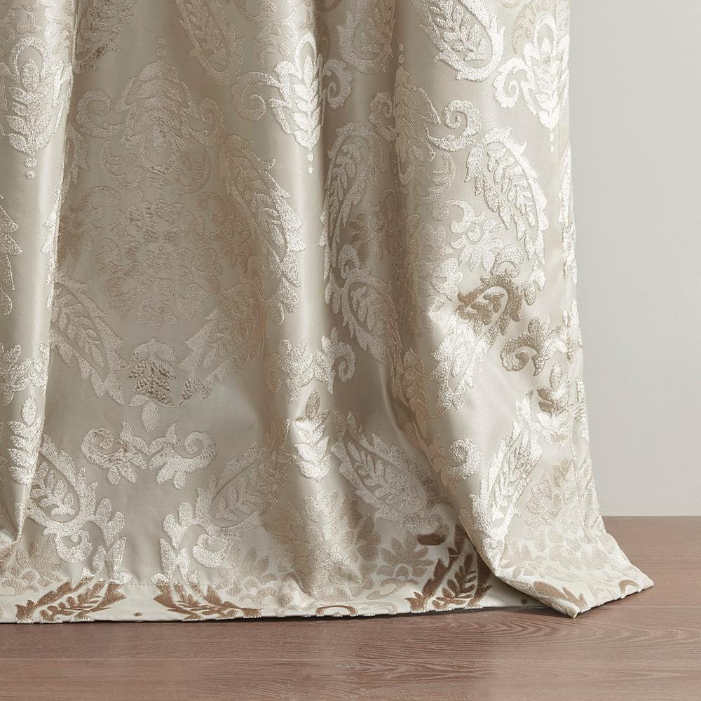 100% Polyester Knitted Jacquard Paisley Total Blackout Grommet Top Curtain Panel, SS40-0197