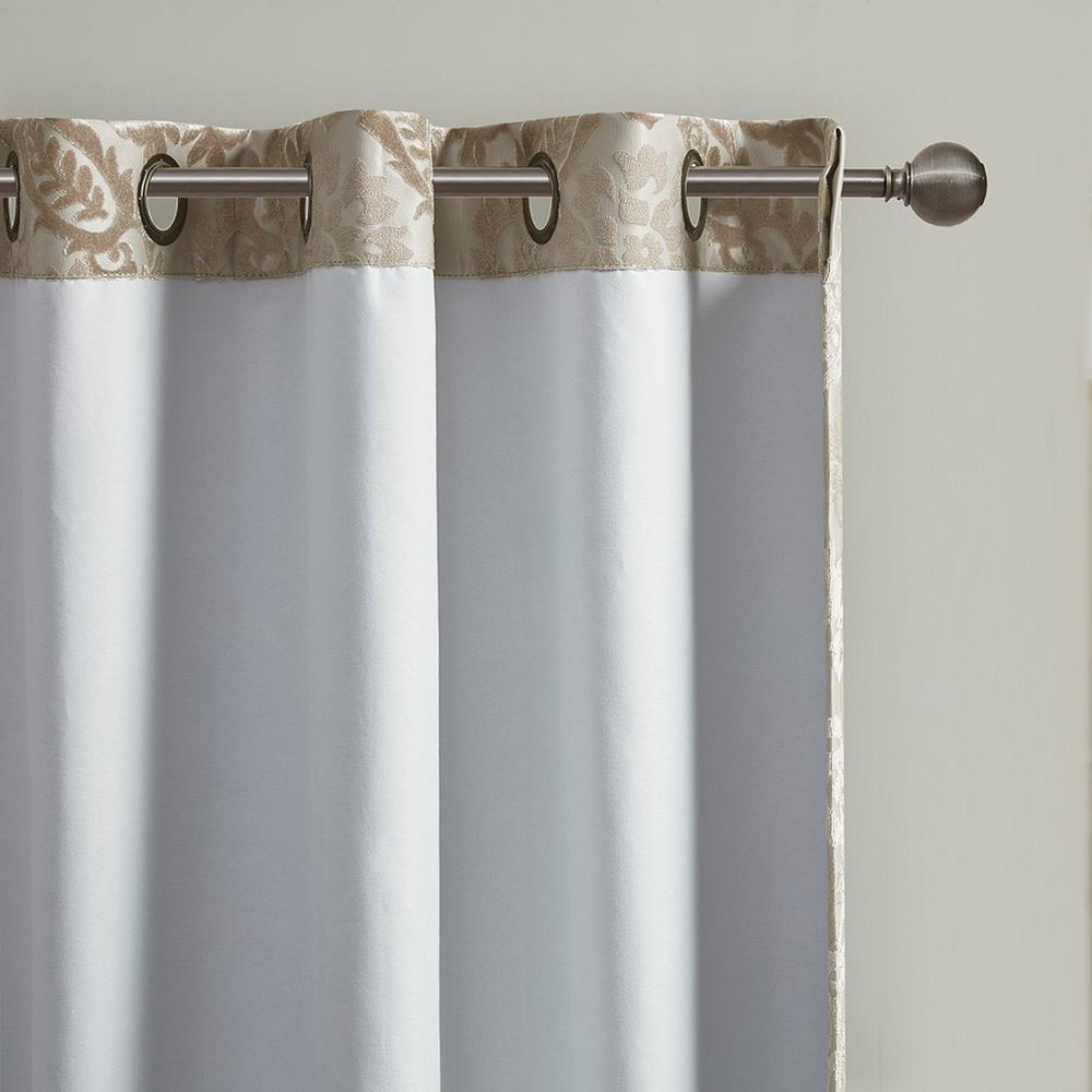 100% Polyester Knitted Jacquard Paisley Total Blackout Grommet Top Curtain Panel, SS40-0197