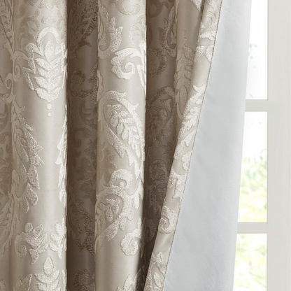 100% Polyester Knitted Jacquard Paisley Total Blackout Grommet Top Curtain Panel, SS40-0197