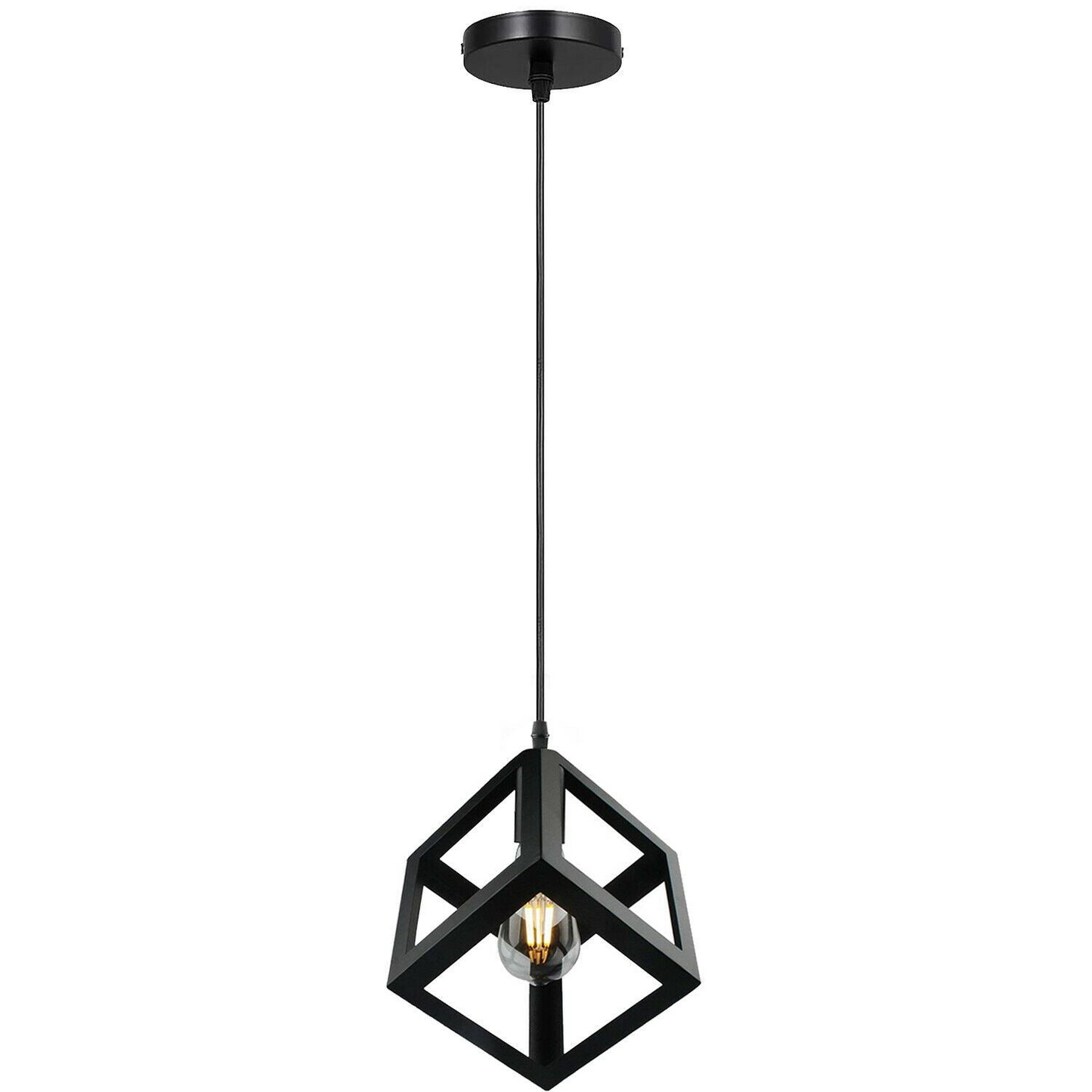 Vintage Industrial 1/3 Light Black Square Cluster Pendant Light Fitting~1256