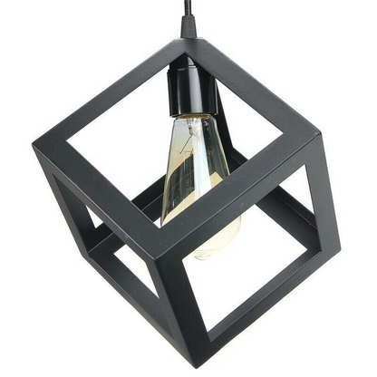 Vintage Industrial 1/3 Light Black Square Cluster Pendant Light Fitting~1256