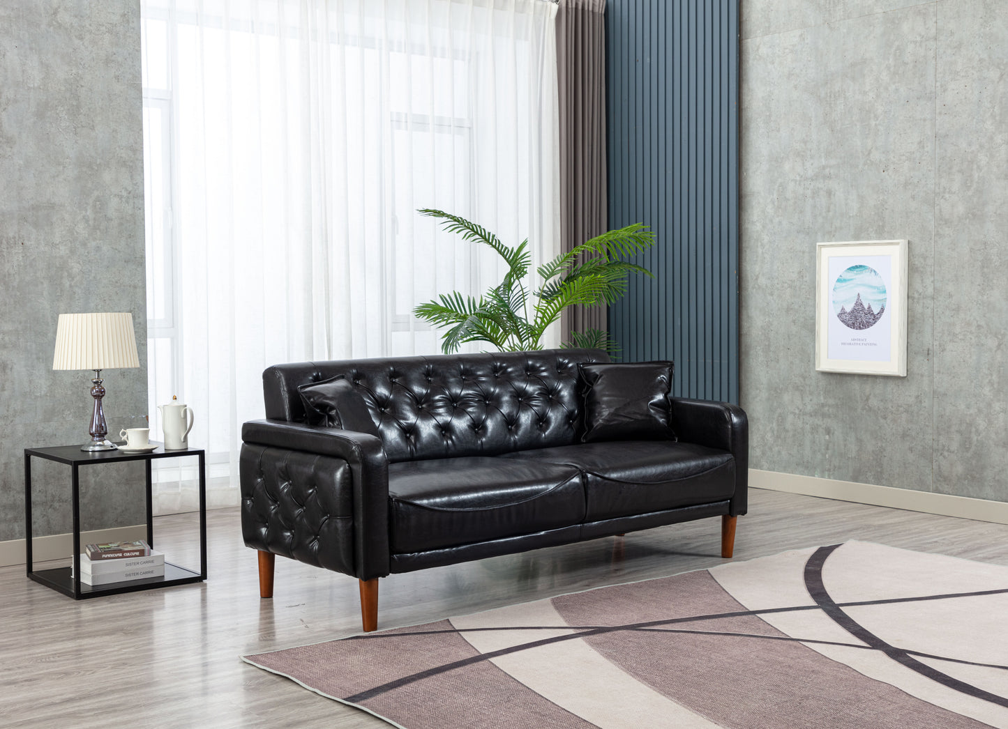 2047Black PU Leather Sofa