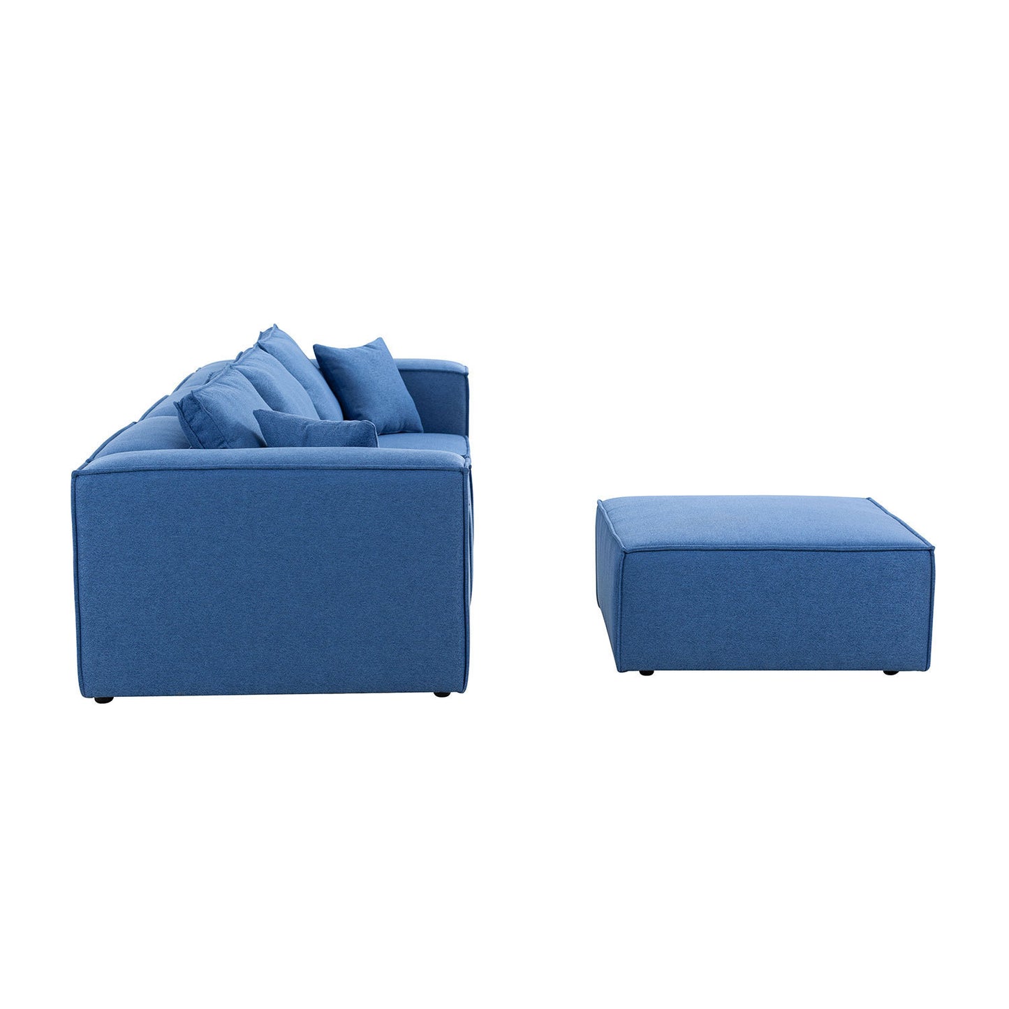 4-Piece Upholstered Sectional Sofa in Blue