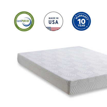 10 Inch King Gel Memory Foam Mattress, White, Bed in a Box, Green Tea and Cooling Gel Infused, CertiPUR-US Certified