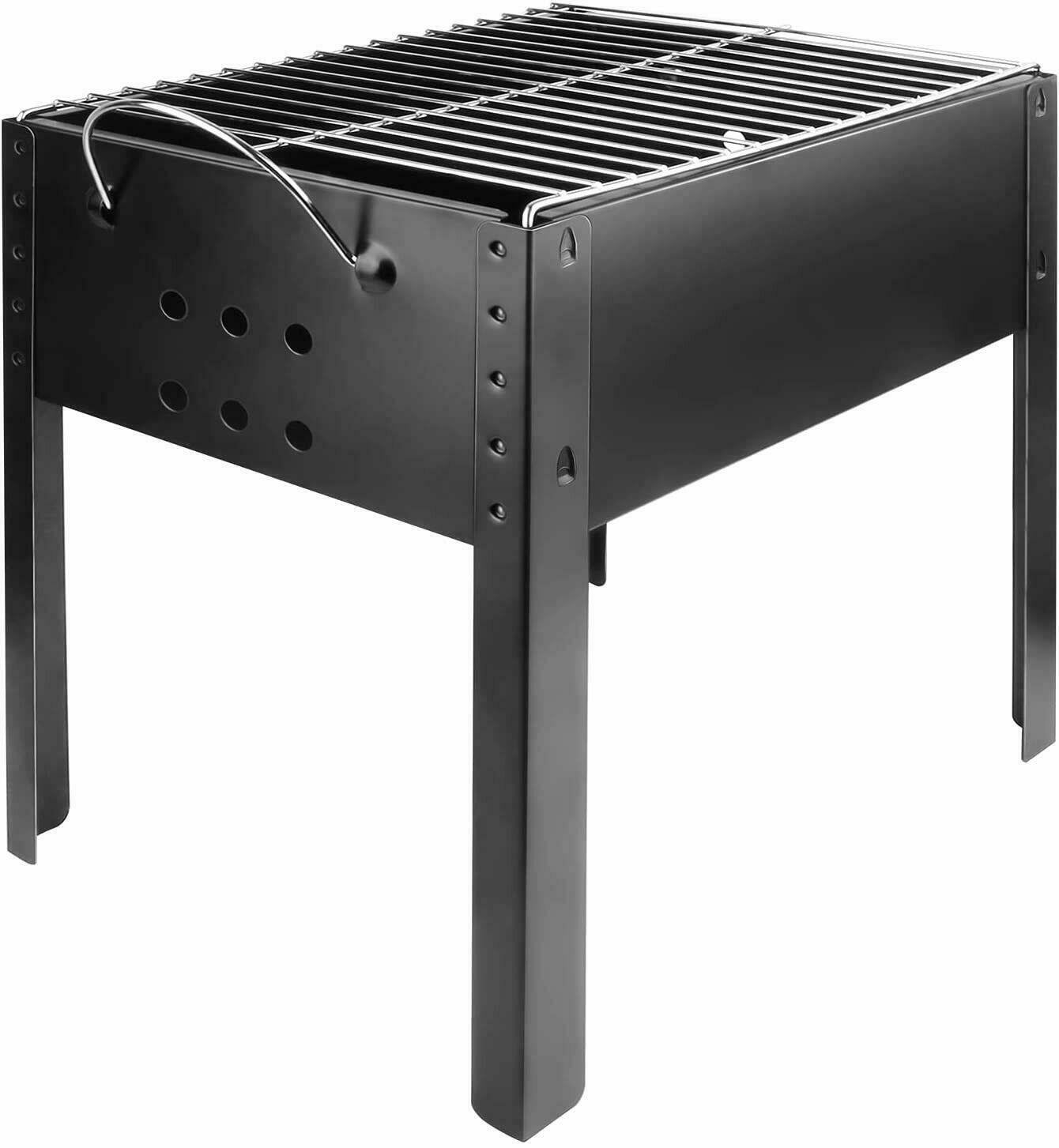 YSSOA 14” Portable Grill Charcoa Barbecue Grill, Small D, Portable Grill,Detachable Grill , Mini Tabletop Camping Grill BBQ, Black