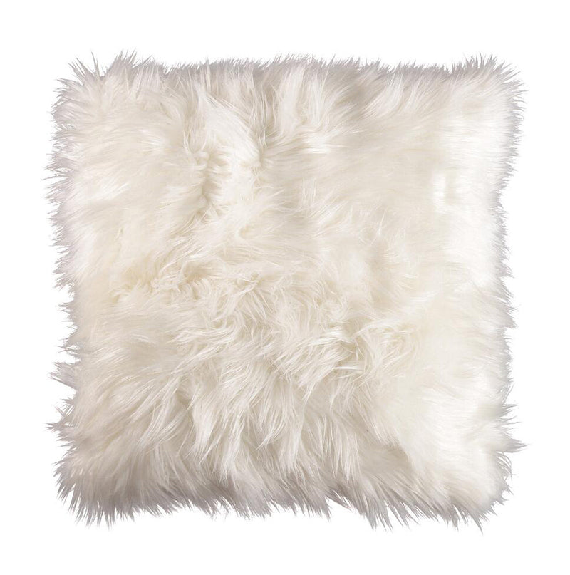 "Luxury Decorative" Faux Fur Pillow in White (18-in x 18-in)