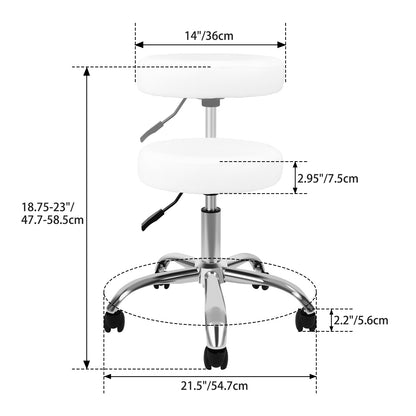 YSSOA Round Stool Chair with Wheels Height Adjustable, White